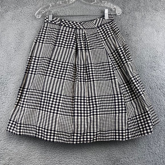 Odille Anthropologie Women’s Blue & cream Plaid Pleated Flared Skirt 2 - Picture 3 of 11